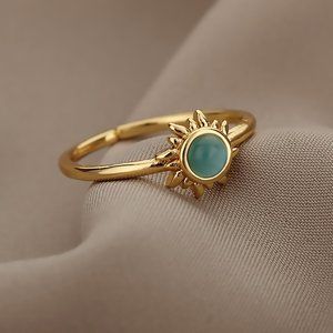 Sun Opal Ring Female Adjustable Ring